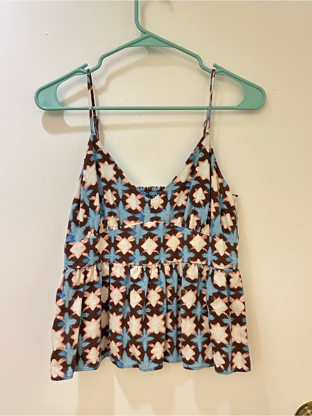 Banana Republic Floral Smocked Peplum Cami - Blue, Brown, Cream